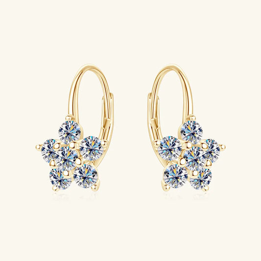 1.2 Carat 925 Sterling Silver Moissanite Flower Huggie Earrings